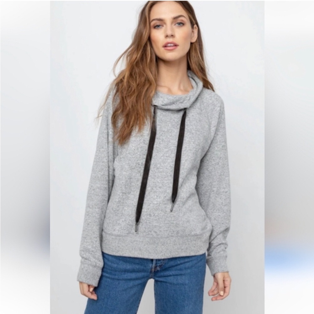 RAILS Faith Drawstring Cowl Neck Melange Grey Womens Sweatshirt Size L